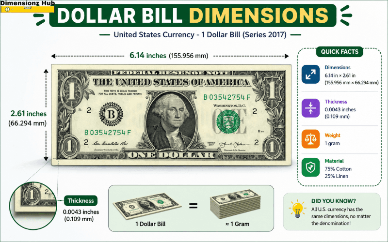dollar bill dimensions